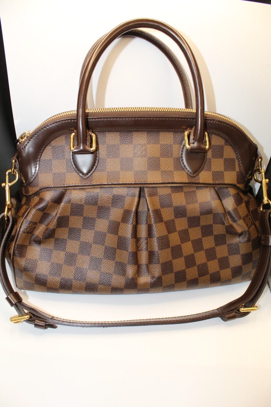 Louis Vuitton Trevi PM Damier Ebene Brown Handbag Satchel Authentic LV - Picture 1 of 16
